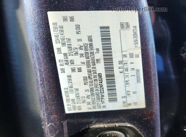 1FTFW1ED2NFA02489 2022 FORD F150 Blue Вид підкапотного простору
