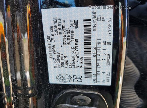 1FTFW1ED3PFA63515 2023 FORD F150 Black VIN sticker view
