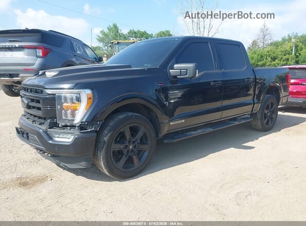 1FTFW1ED9NFB07675 2022 FORD F150 Black Առջևի ձախ երեք քառորդ տեսարան