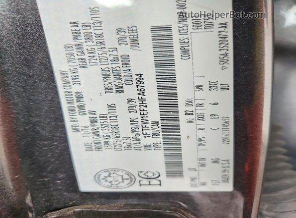 1FTFW1EF2HFA67994 2017 FORD F150 Charcoal Engine compartment view