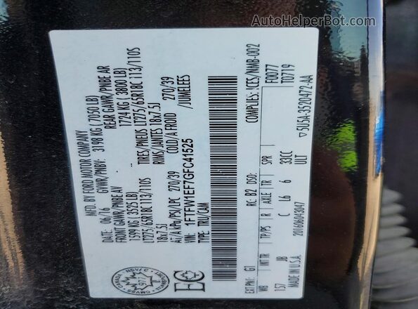 1FTFW1EF7GFC41525 2016 FORD F150 Черный Вид подкапотного пространства