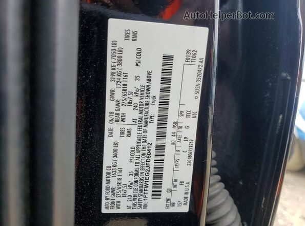 1FTFW1EG2JFD50412 2018 FORD F150 Black Vista del compartimento del motor