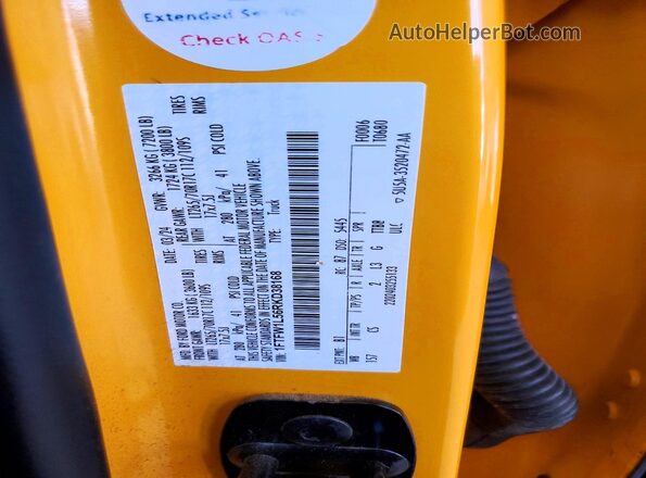 1FTFW1L56RKD38168 2024 FORD F150 Желтый Вид наклейки с VIN-кодом