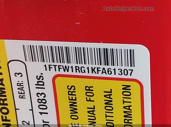 1FTFW1RG1KFA61307 2019 FORD F150 Red Widok komory silnika