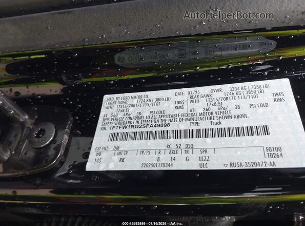 1FTFW1RG2SFA49098 2025 FORD F150 Gray Vista del compartimento del motor