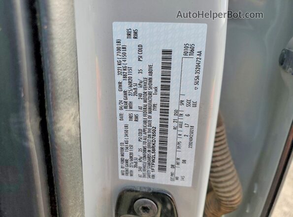 1FTFW2L58RKD78502 2024 FORD F150 Gray Вид підкапотного простору