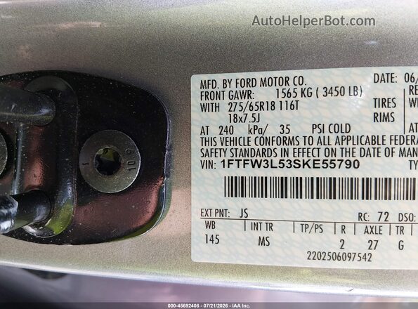 1FTFW3L53SKE55790 2025 FORD F150 Silver Engine compartment view