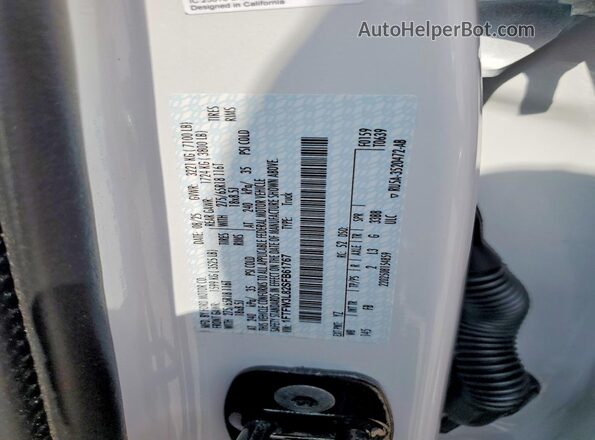 1FTFW3L82SFB61767 2025 FORD F150 White Vista de la etiqueta del VIN