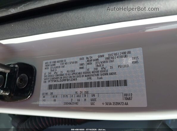 1FTFW3LD2RFB12365 2024 FORD F150 Gray Engine compartment view