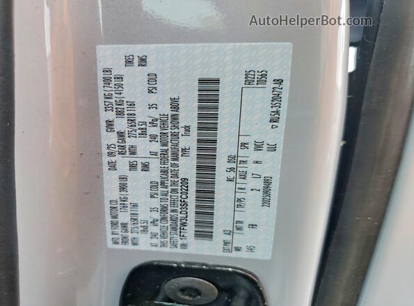 1FTFW3LD3SFC02209 2025 FORD F150 White Շարժիչի բաժամունքի տեսք