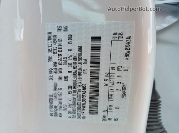 1FTFW3LD9RFA84855 2024 FORD F150 White Շարժիչի բաժամունքի տեսք