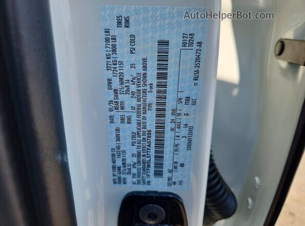 1FTFW5L57TFA07896 2026 FORD F150 White VIN კოდის სტიკერის ხედი