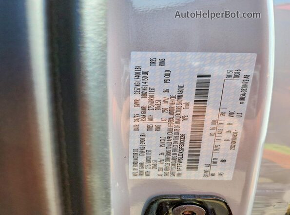1FTFW5LDXSFB93326 2025 FORD F150 White Vista de la etiqueta del VIN