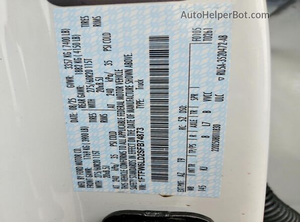 1FTFW6LD2SFB74873 2025 FORD F150 White Շարժիչի բաժամունքի տեսք
