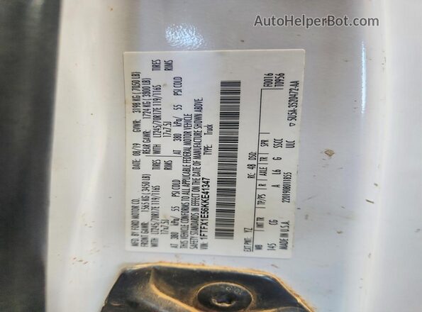 1FTFX1E56KKE41347 2019 FORD F150 White Вид підкапотного простору