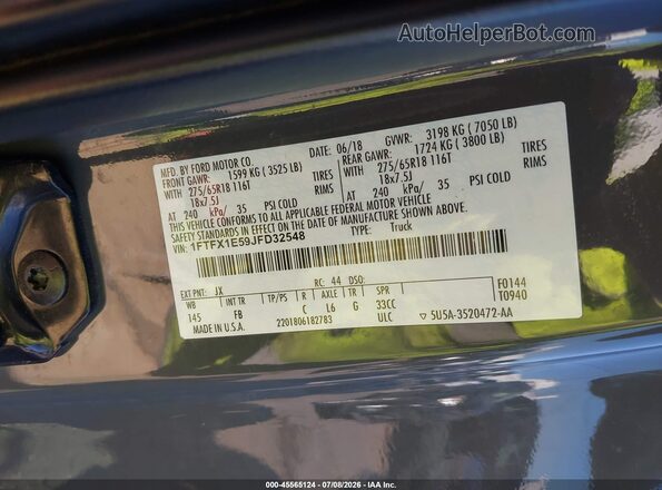 1FTFX1E59JFD32548 2018 FORD F150 Gray Вид підкапотного простору