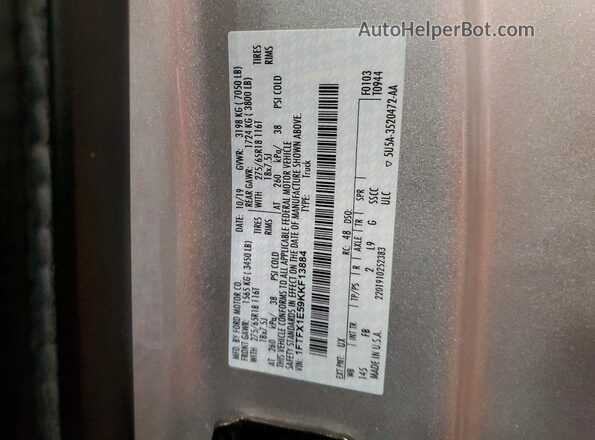 1FTFX1E59KKF13884 2019 FORD F150 Silver Vista del compartimento del motor