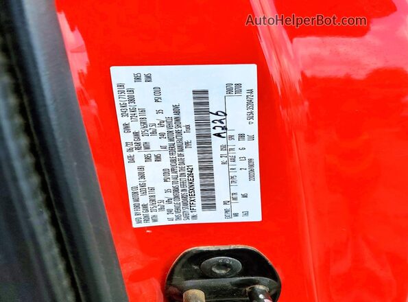 1FTFX1E5XNKE26421 2022 FORD F150 Red Vista de la etiqueta del VIN