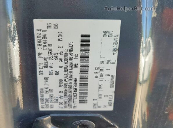 1FTFX1EF4GFB60866 2016 FORD F150 Gray Շարժիչի բաժամունքի տեսք