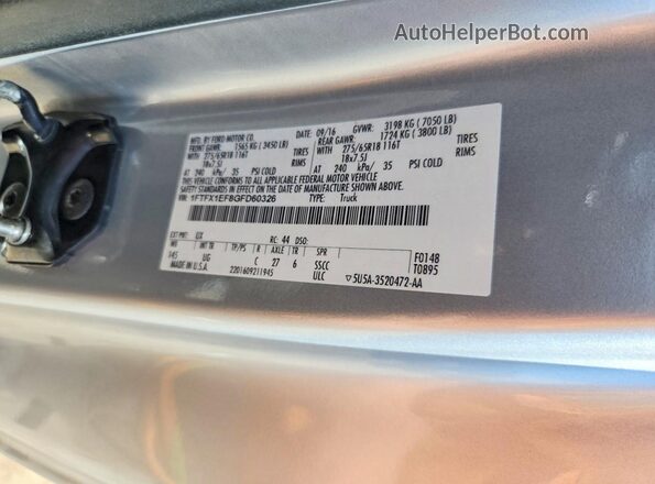 1FTFX1EF8GFD60326 2016 FORD F150 Серебряный Вид подкапотного пространства