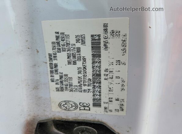 1FTFX1EG3GKF73491 2016 FORD F150 White Вид наклейки з VIN-кодом