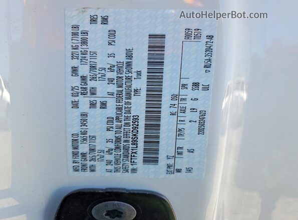 1FTFX1L89SKD92593 2025 FORD F150 White Widok naklejki z numerem VIN