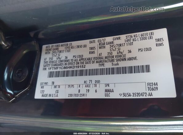 1FTMF1C86HKD19152 2017 FORD F150 Gray Вид підкапотного простору