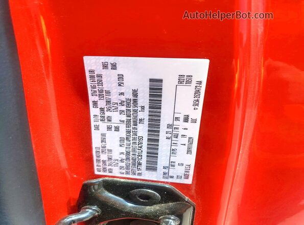 1FTMF1CB1LFA76153 2020 FORD F150 Red Շարժիչի բաժամունքի տեսք