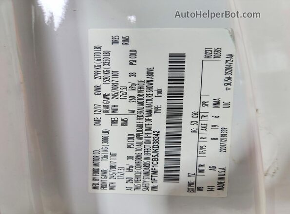 1FTMF1CB5JKD38342 2018 FORD F150 White Vista del compartimento del motor