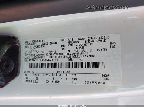 1FTMF1CB5JKE76141 2018 FORD F150 White Engine compartment view