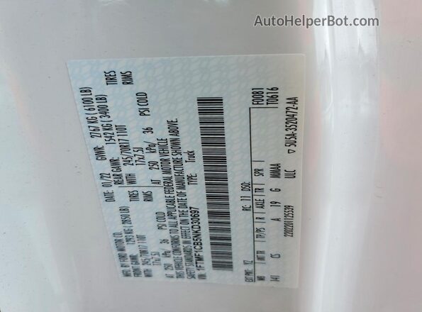 1FTMF1CB5NKD30697 2022 FORD F150 White Engine compartment view