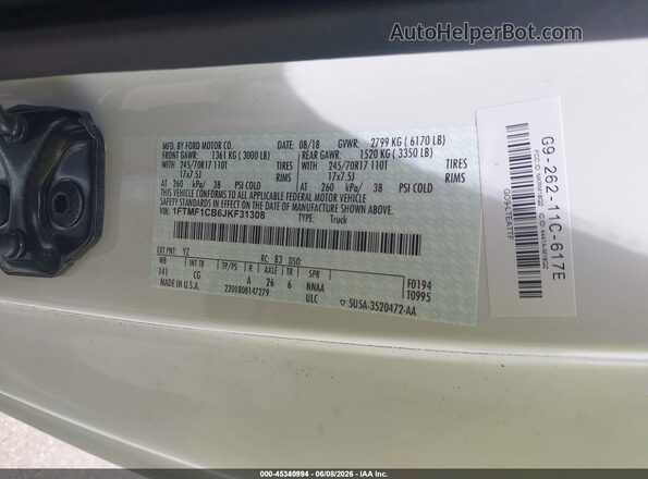 1FTMF1CB6JKF31308 2018 FORD F150 White ძრავის განყოფილების ხედი