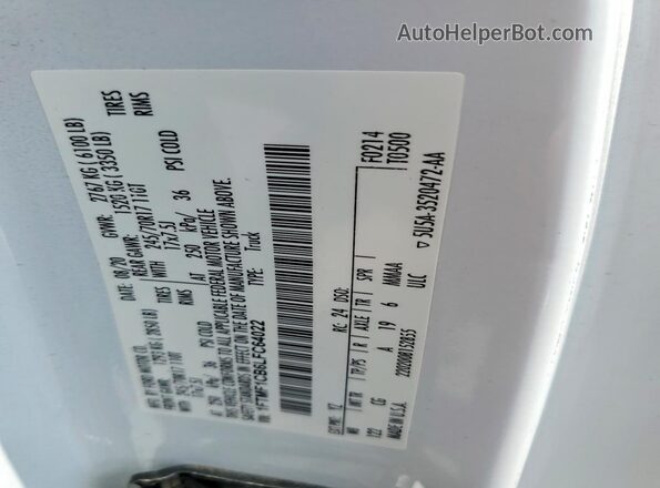 1FTMF1CB6LFC64022 2020 FORD F150 Белый Вид наклейки с VIN-кодом