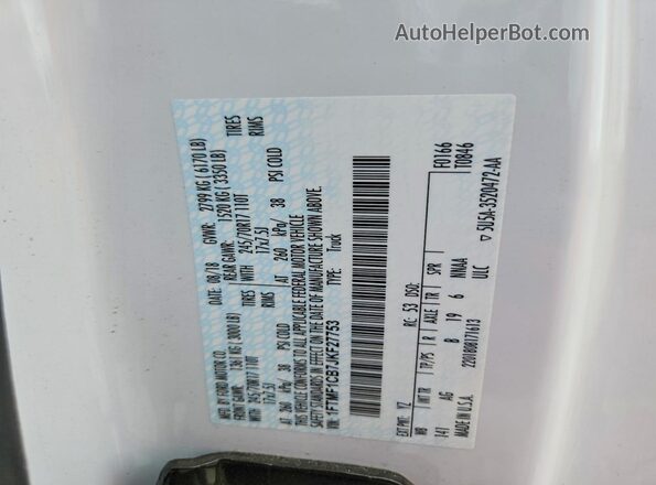 1FTMF1CB7JKF27753 2018 FORD F150 White Вид підкапотного простору