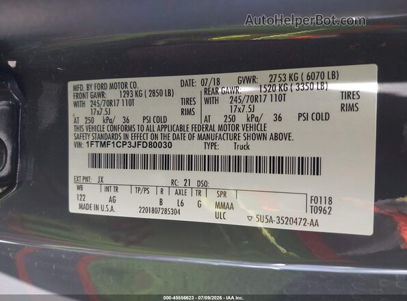 1FTMF1CP3JFD80030 2018 FORD F150 Gray Շարժիչի բաժամունքի տեսք