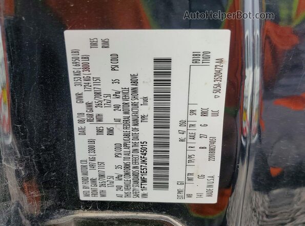 1FTMF1E57JKF45015 2018 FORD F150 Black Vista del compartimento del motor