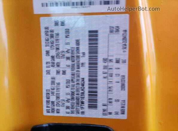 1FTMF1E59LKD46244 2020 FORD F150 Золотой Вид наклейки с VIN-кодом