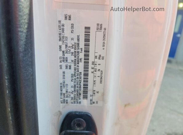1FTMF1EB6PKE30758 2023 FORD F150 White Widok naklejki z numerem VIN