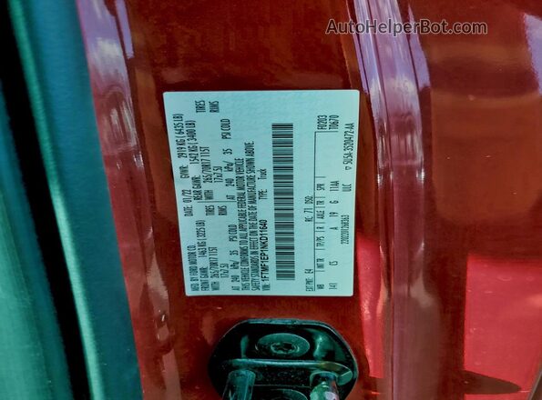 1FTMF1EP1NKD11640 2022 FORD F150 Red Շարժիչի բաժամունքի տեսք