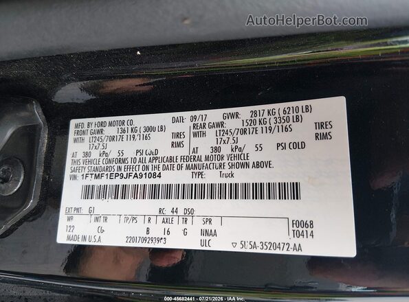 1FTMF1EP9JFA91084 2018 FORD F150 Black Widok komory silnika