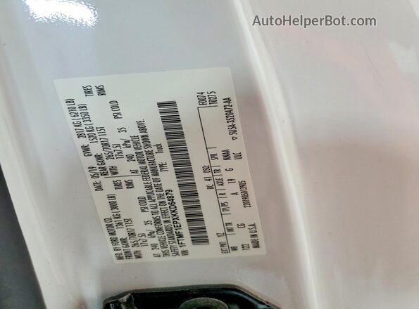 1FTMF1EPXKKD64879 2019 FORD F150 White Engine compartment view