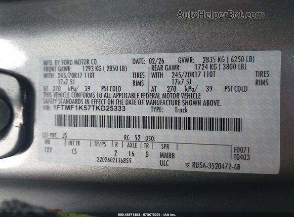 1FTMF1K57TKD25333 2026 FORD F150 Silver ძრავის განყოფილების ხედი