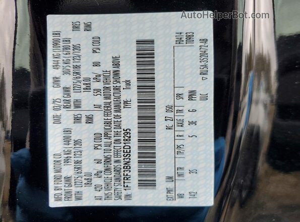 1FTRF3BN3SED18295 2025 FORD F350 Черный Вид наклейки с VIN-кодом