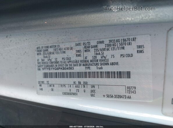1FTYE1YG6PKB04583 2023 FORD TRANSIT-150 White Engine compartment view