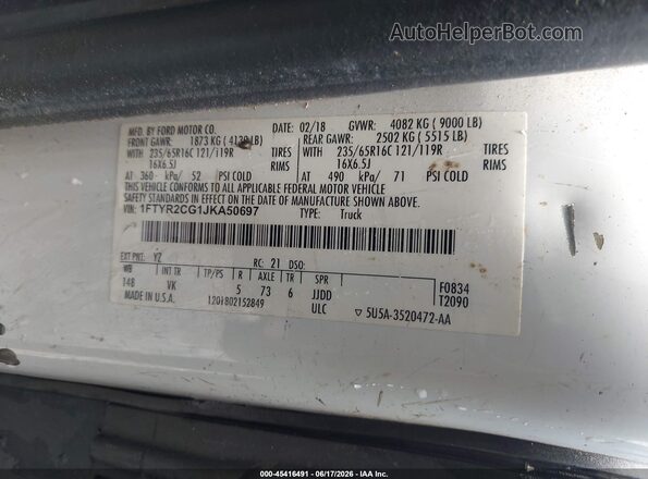 1FTYR2CG1JKA50697 2018 FORD TRANSIT-250 Белый Вид подкапотного пространства