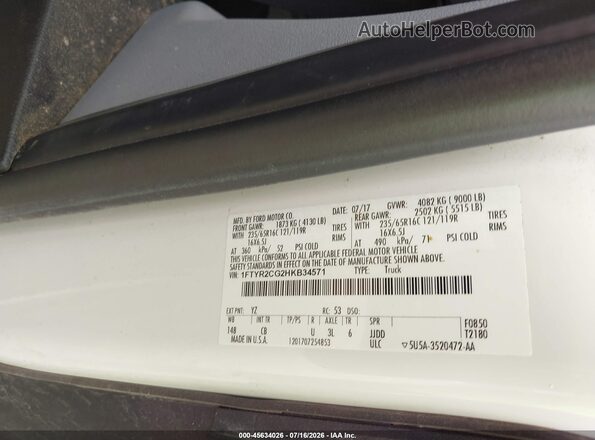 1FTYR2CG2HKB34571 2017 FORD TRANSIT-250 White Widok komory silnika