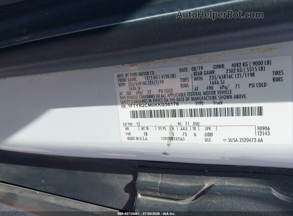 1FTYR2CM0KKB56176 2019 FORD TRANSIT-250 White Widok komory silnika
