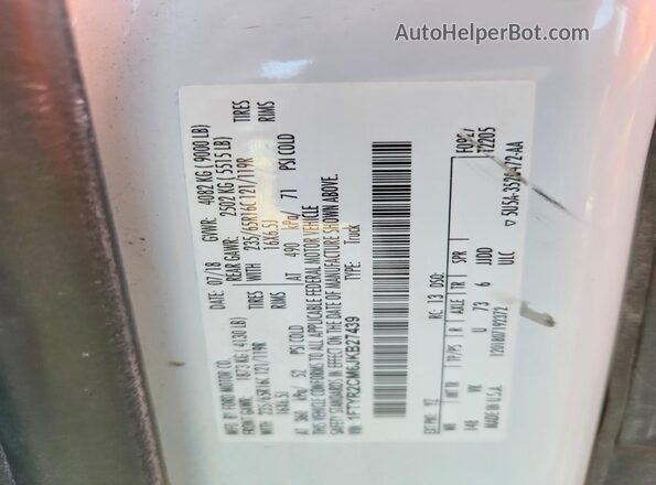 1FTYR2CM6JKB27439 2018 FORD TRANSIT Белый Вид наклейки с VIN-кодом