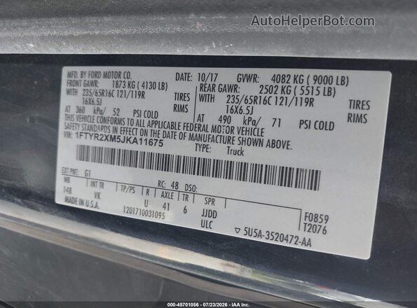 1FTYR2XM5JKA11675 2018 FORD TRANSIT-250 Black ძრავის განყოფილების ხედი
