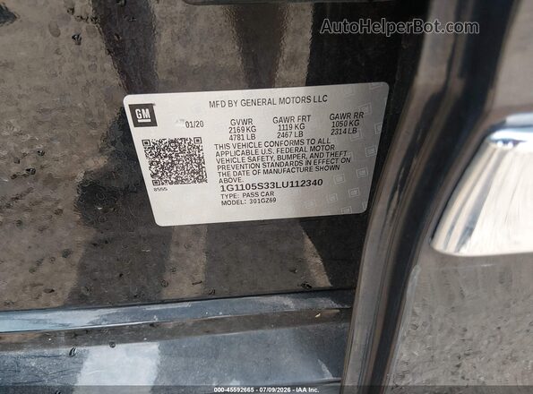 1G1105S33LU112340 2020 CHEVROLET IMPALA Black Вид підкапотного простору